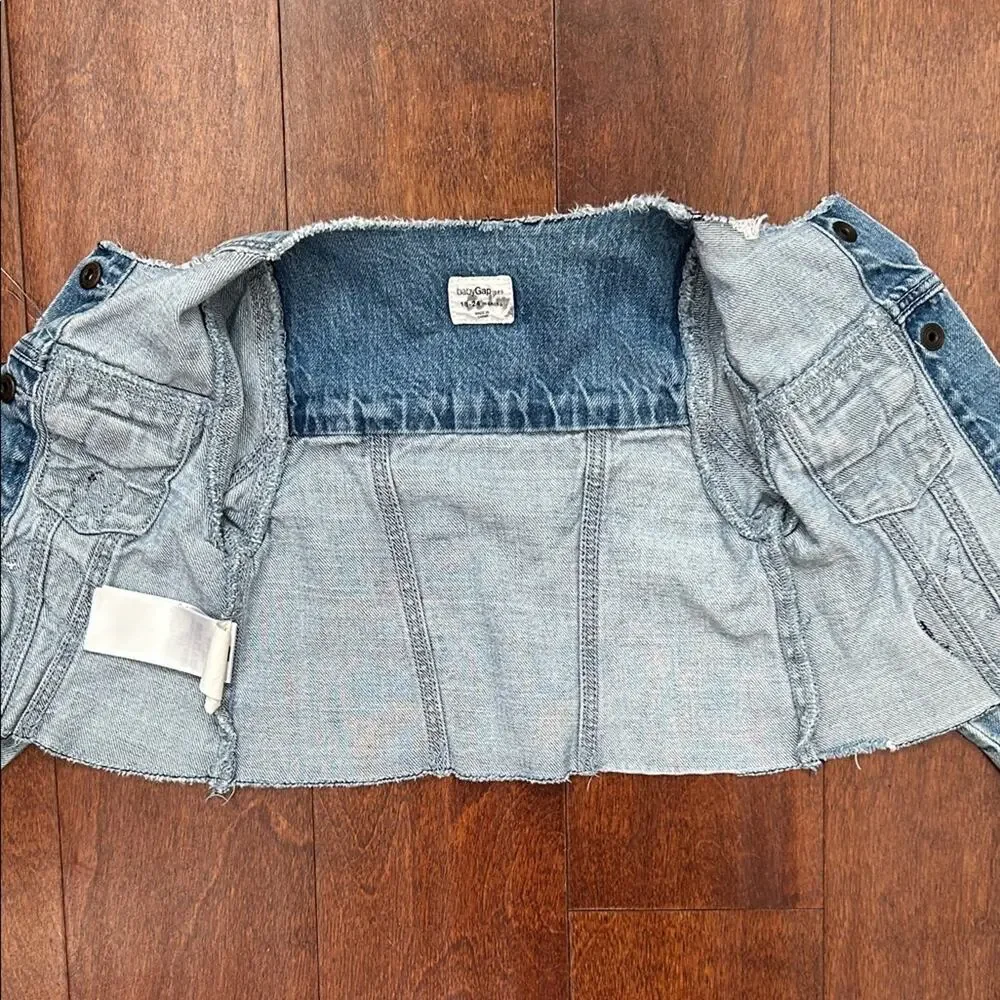 GAP Light Blue Kids Jean Jacket with Fun Patches, Size 18-24 Months